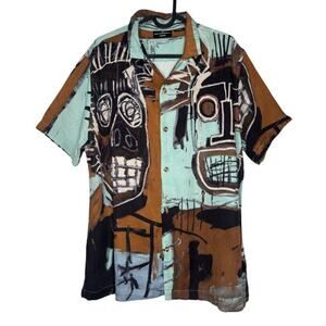 Jean Michel Basquiat x Cotton On Mens Abstract -bold Print- African Shirt Sz M